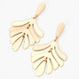 Gold 4&quot; Abstract Palm Leaf Drop Earrings,