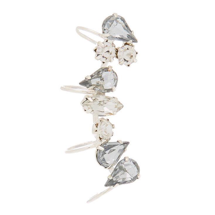 Silver 1" Crystal Ear Cuff,