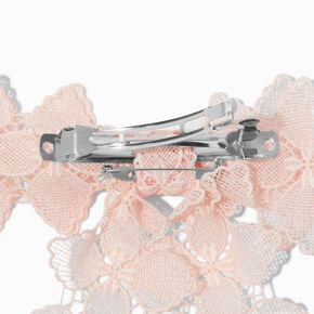 Blush Pink Floral Lace Bow Hair Clip,