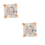 Rose Gold Cubic Zirconia Square Stud Earrings - 5MM,