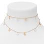 Gold Two Tone Butterfly Multi Strand Choker Necklace,