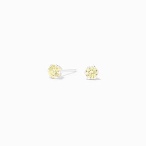 Icing Select Sterling Silver Plated Green Apple Cubic Zirconia 4MM Basket Stud Earrings,