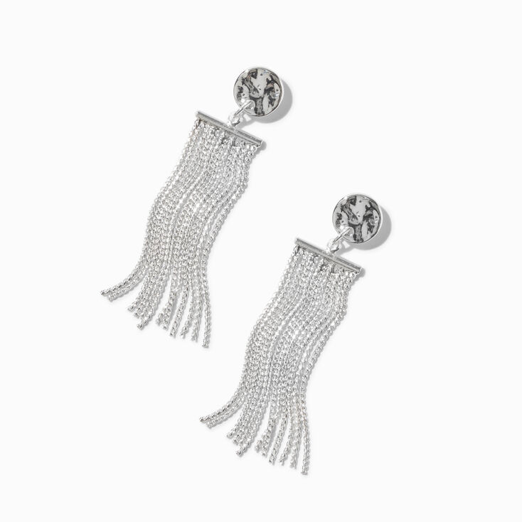 Silver-tone Fringe 2&quot; Drop Earrings,