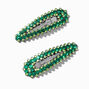 Green Gemstone Snap Hair Clips - 2 Pack,