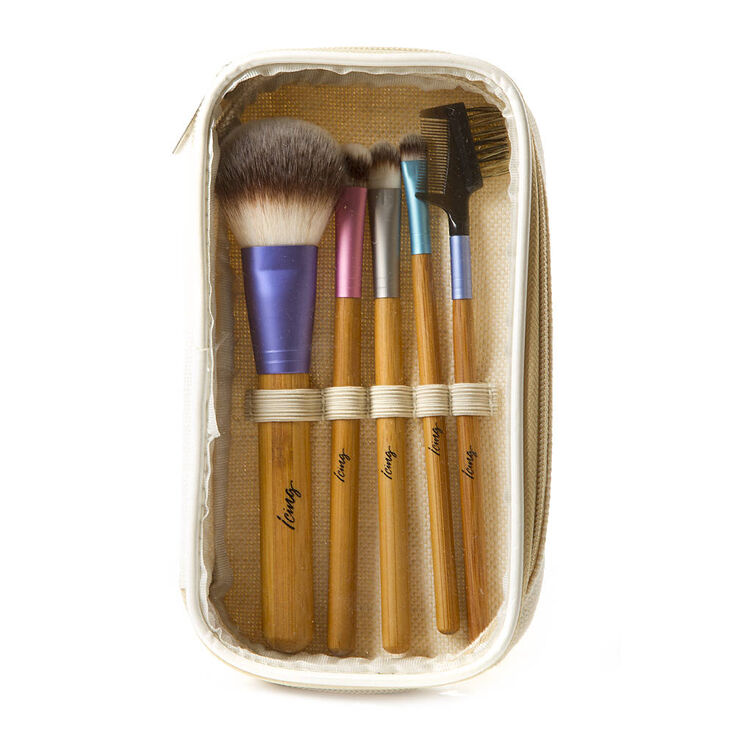 Pastel Metallic & Bamboo Makeup Brush Set of 5,