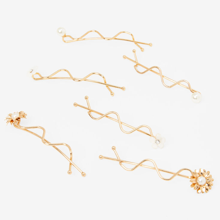 Gold Spiral Floral Hair Pins - 6 Pack,