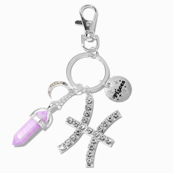 Pisces Mystical Gem Silver Zodiac Keychain,