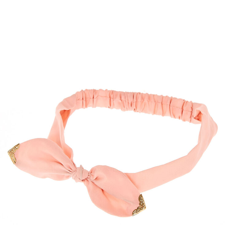 Gold Tipped Blush Bow Headwrap,