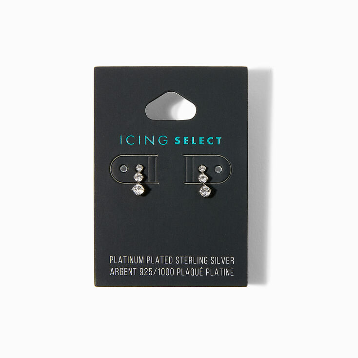 Icing Select Sterling Silver Platinum Tripod Cubic Zirconia Stud Earrings,