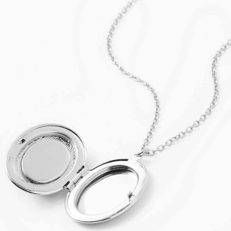 Silver Oval Mood Stone Locket Pendant Necklace,