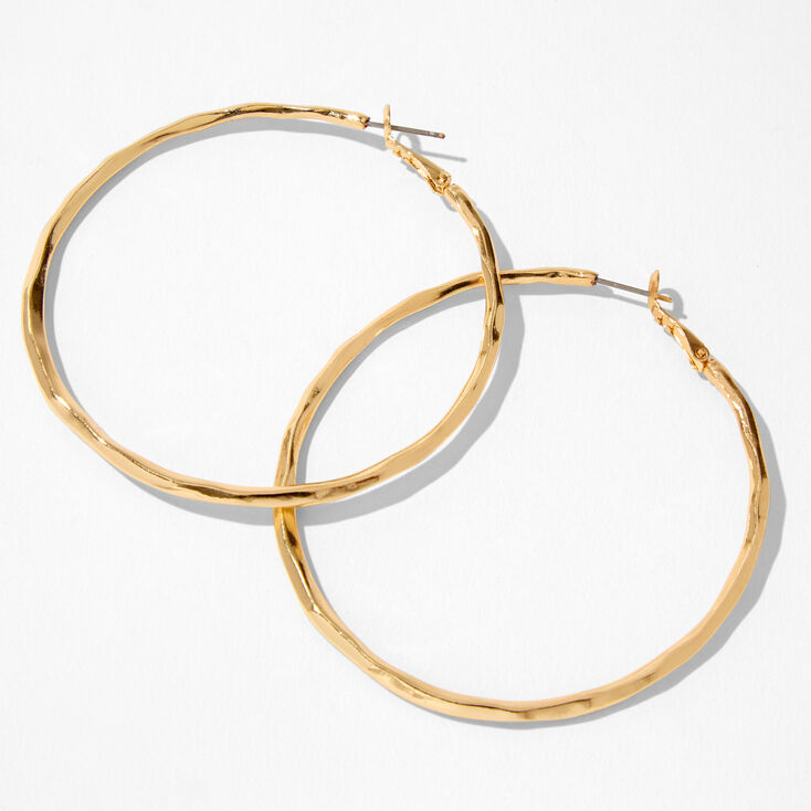 Gold 80MM Molten Hoop Earrings,