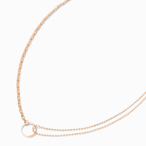 Gold Mixed Chain O-Ring Pendant Necklace,