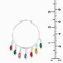 Gemstone Christmas Lights 50MM Silver-tone Hoop Earrings,