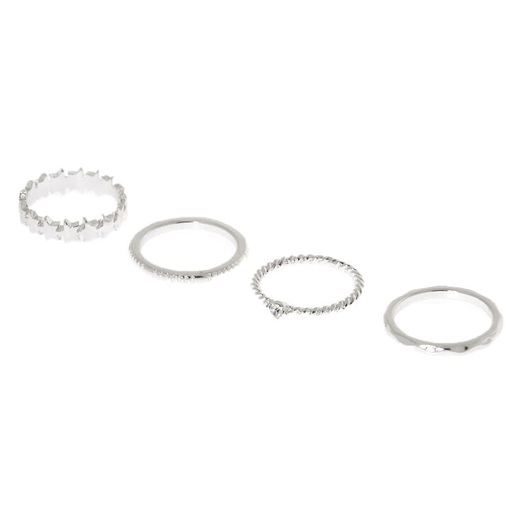 Silver Star Rings - 4 Pack,