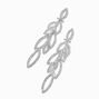 Rhinestone Leaves 3.5&quot; Linear Drop Earrings,