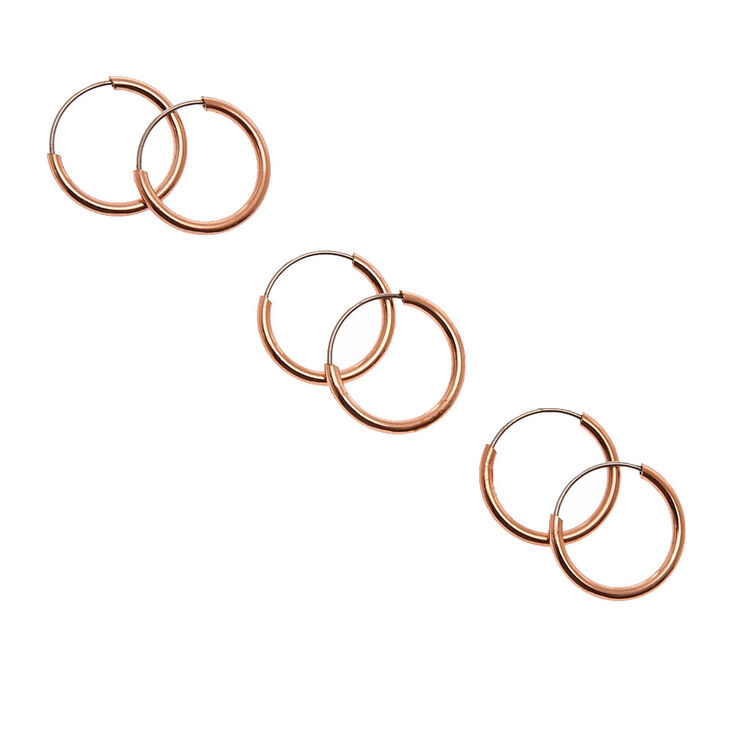 10MM Rose Gold Tone Skinny Hoop Earrings,