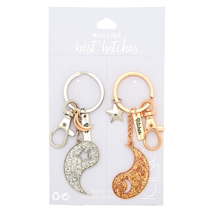 Best Friends Yin & Yang Best Bitches Keychain Set - 2 Pack,