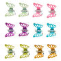 Rainbow Glitter Butterfly Mini Hair Claws - 12 Pack&nbsp;,