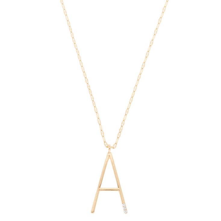 Oversized Initial Stone Pendant Necklace - A,