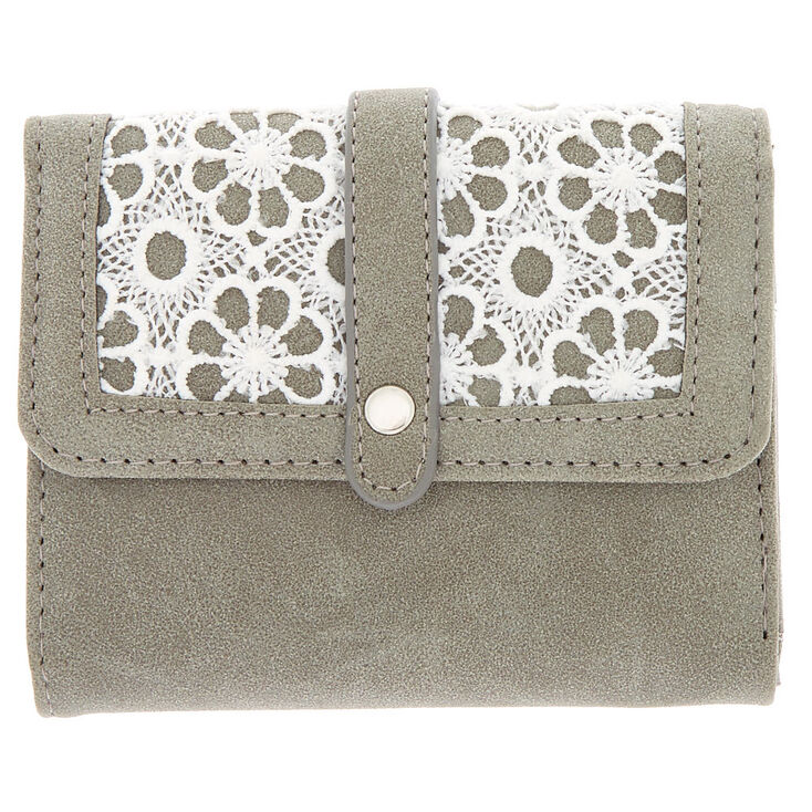 Trifold Crochet Wallet - Grey,