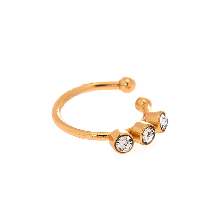 Gold Glass Stone Faux Nose Ring,