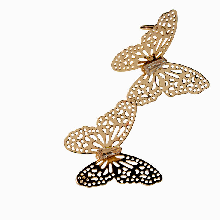 Gold-tone Filigree Double Butterfly Ear Cuff ,