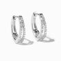 Laboratory Grown Diamond Embellished 10MM Sterling Silver Double Hoop Earrings 0.11 ct. tw.,