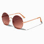 Rose Gold Glitter Rim Round Sunglasses,