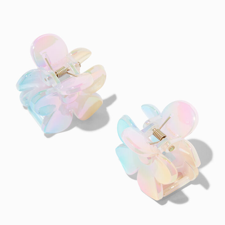 Pastel Iridescent Flower Hair Claws - 2 Pack,