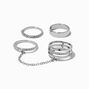 Silver-tone Crystal Tube Rings - 3 Pack ,