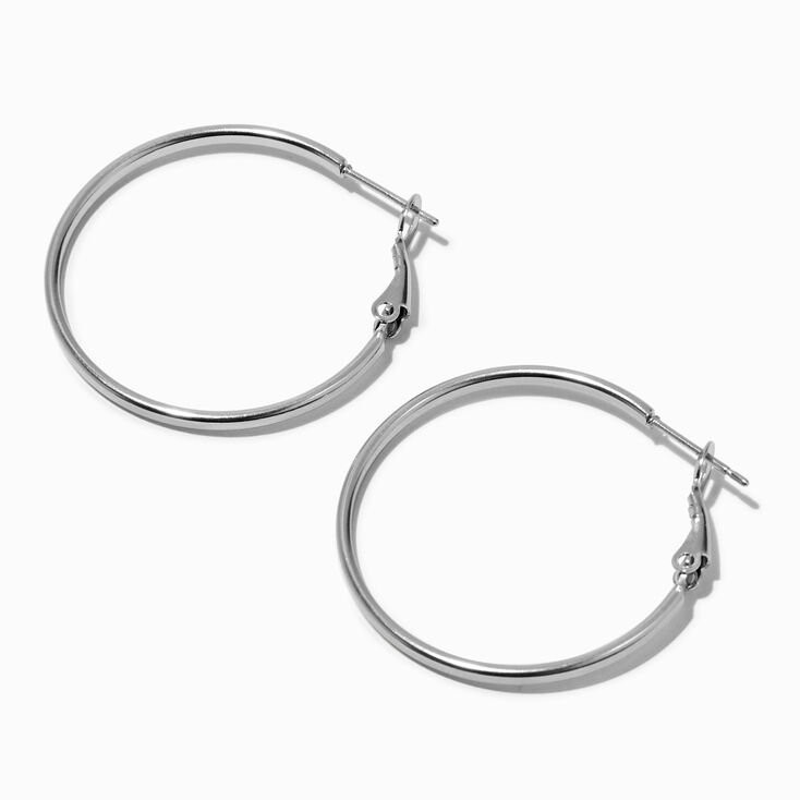 Silver-tone Stainless Steel 30MM Hoop Earrings,