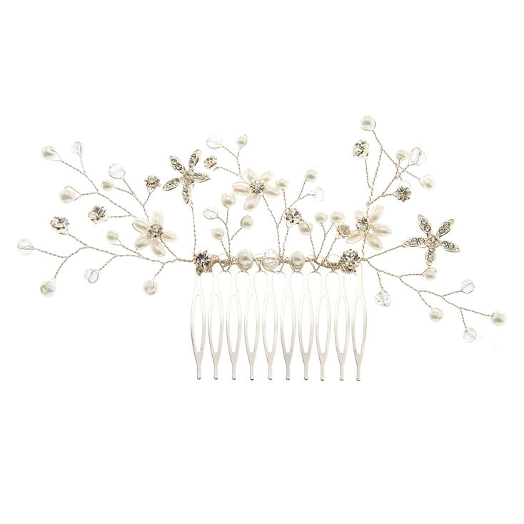 Pearl & Crystal Flower Large Hair Comb,