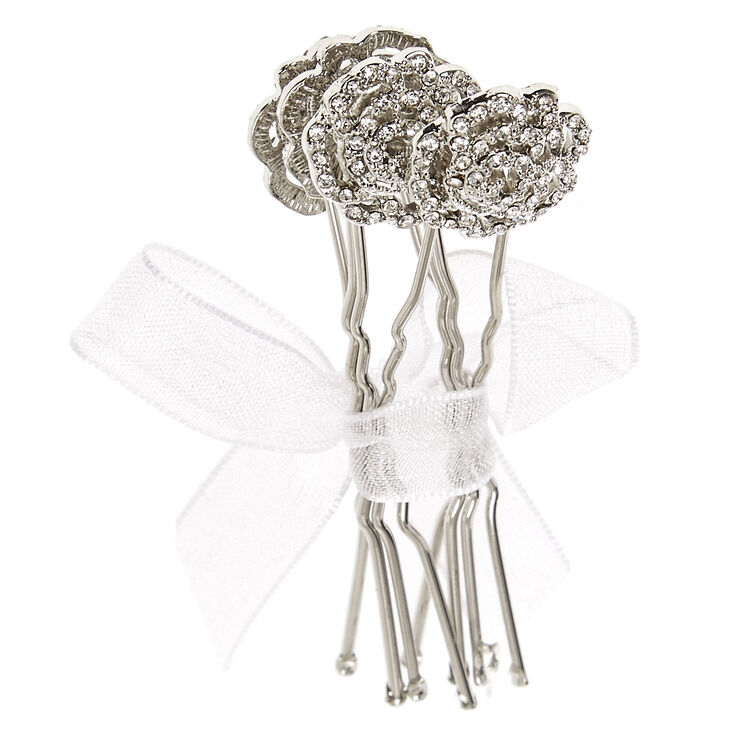 Silver Filigree Rose Bobby Pins Icing Us