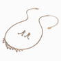 Rose Gold Mini Drip Crystal Fringe Statement Necklace &amp; Drop Earrings Set - 2 Pack,