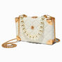 Quilted Trunk-Shaped White Crossbody Purse,