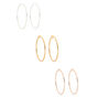 Mixed Metal 40MM Clip On Hoop Earrings - 3 Pack,