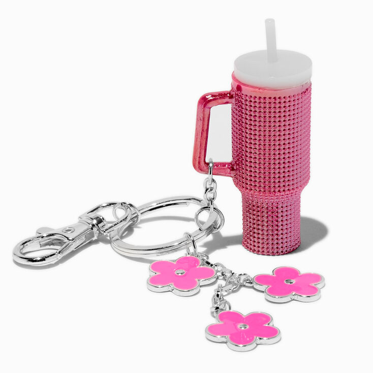 Pink Tumbler Daisy Keychain,