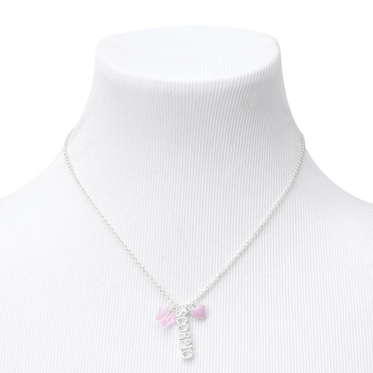 Silver Zodiac Charm Pendant Necklace - Scorpio,