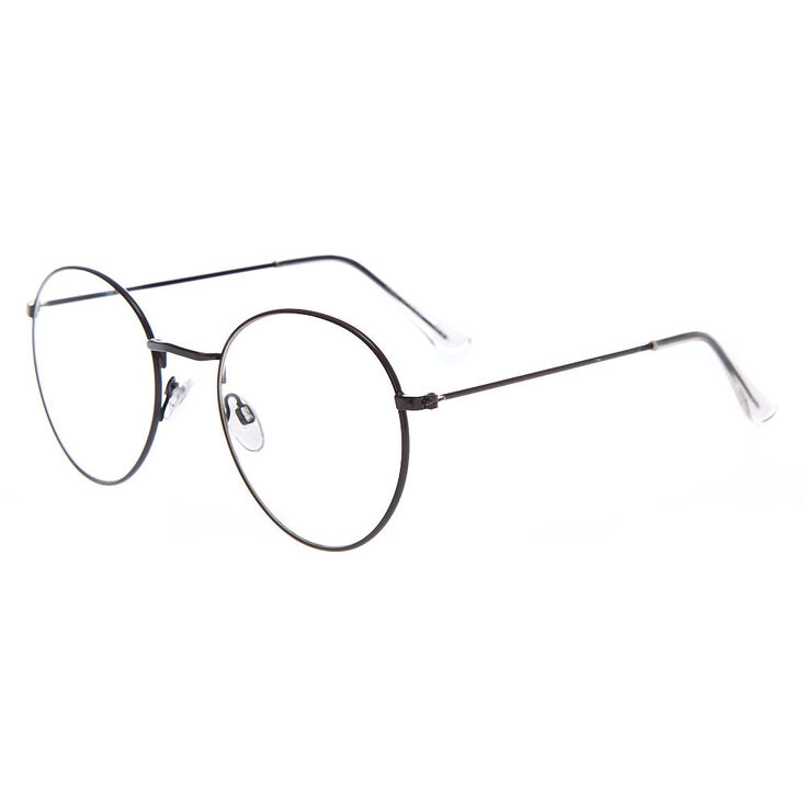 Oversized Round Clear Lens Frames - Black,