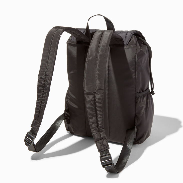 Quilted Black Nylon Commuter Style Backpack | Icing US