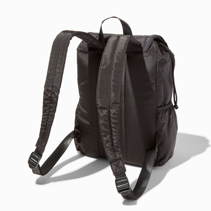 Quilted Black Nylon Commuter Style Backpack,