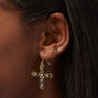 Gold-tone Ornate Cross 1.5&quot; Drop Earrings,