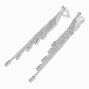 Silver 4&quot; Crystal Fringe Clip-On Drop Earrings,