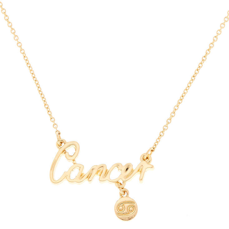 Gold Zodiac Pendant Necklace - Cancer,