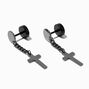 Black Cross Drop Faux Ear Plug Earrings,