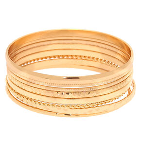 Gold Textured Bangle Bracelets - 8 Pack,