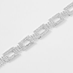 Silver Rhinestone Square Chain Bracelet,