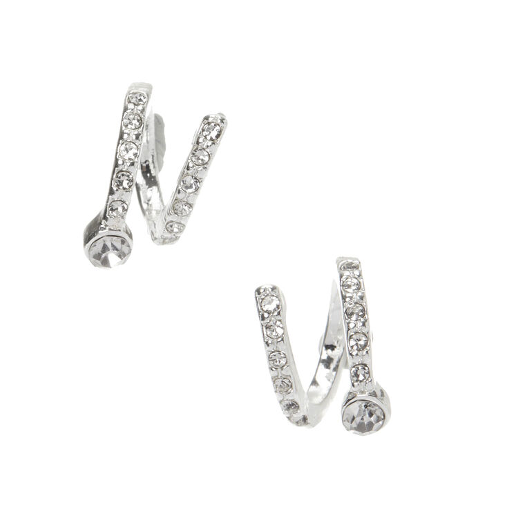 Silver Twisted Crystal Stud Earrings,