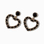 Black Threaded Heart 1.5&quot; Drop Earrings ,