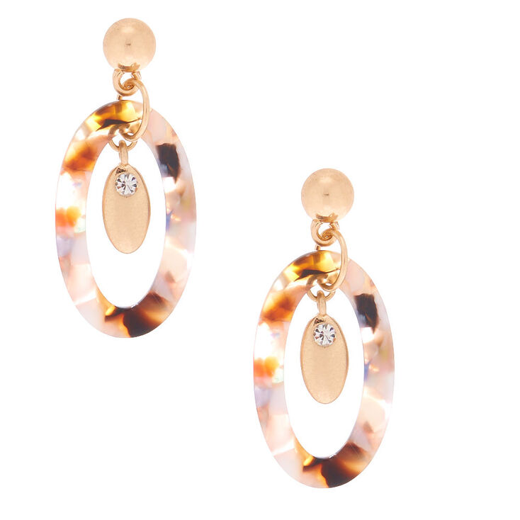 1.5" Resin Painted Oval Drop Earrings,
